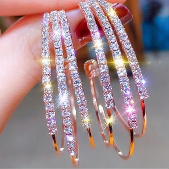 18K yellow gold plated hoop earrings - Picture 2 of 7